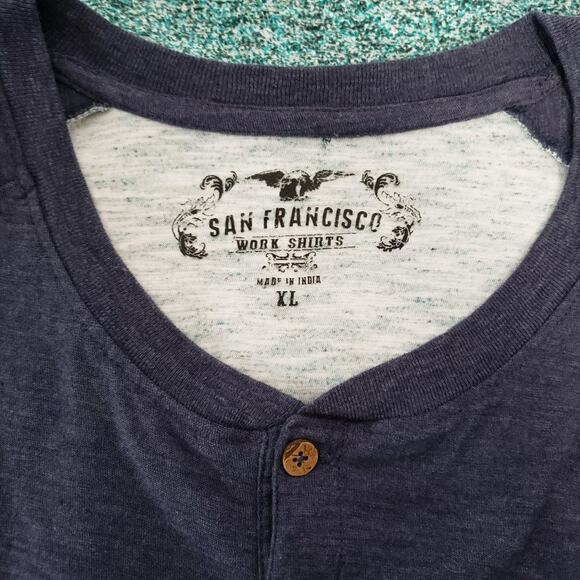 San Francisco Work Shirts Speckle Color Block Button Tee XL - Picture 4 of 6